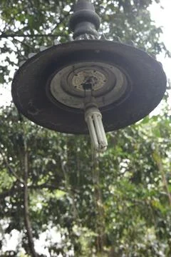 Broken park lamp need to be fixed Stock Photos