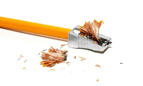 Broken pencil and sharpener Stock Photos