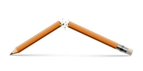 Broken pencil isolated on white background. Vector realistic illustration. Stock Illustration