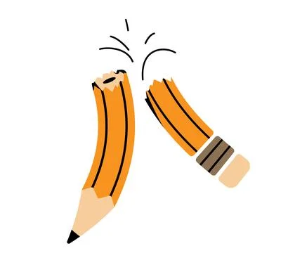Broken pencil vector illustration. Drawing tool for artists, students broke.  Stock Illustration