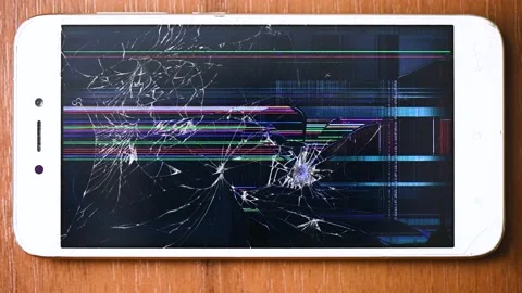 Broken phone with cracked screen Stock Footage 135764536