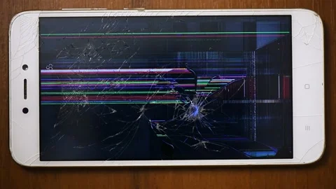 Broken phone with glitched screen Stock Footage 135764533