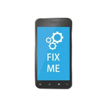 Broken phone with a problem which ask you to fix him . Stock Illustration