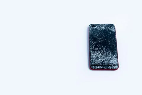 Broken phone on a white background, broken electronics Stock Photos