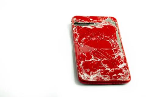 Broken phone on a white background, broken electronics Stock Photos