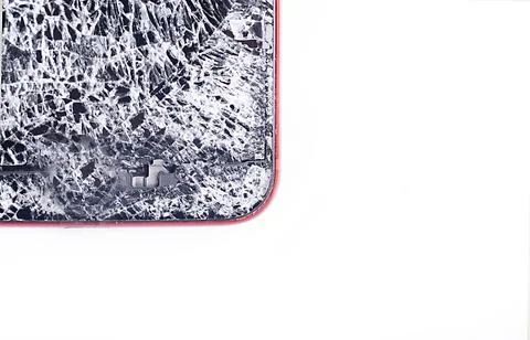 Broken phone on a white background, broken electronics Stock Photos