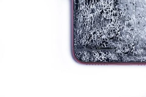 Broken phone on a white background, broken electronics Stock Photos