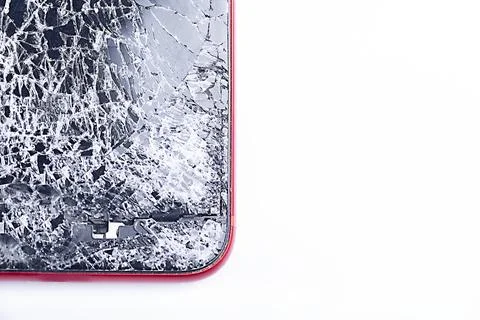 Broken phone on a white background, broken electronics Stock Photos