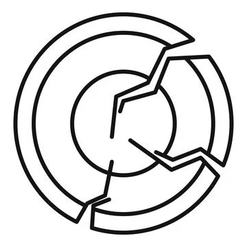 Broken pie chart icon representing financial crisis and breakdown イラスト素材