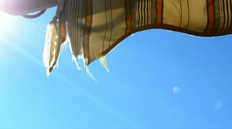 Broken piece of fabric with sun light and wind 스톡 동영상 12615543