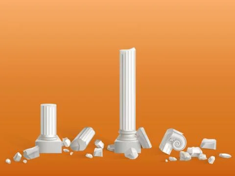Broken on pieces ancient marble columns vector Stock-Illustration