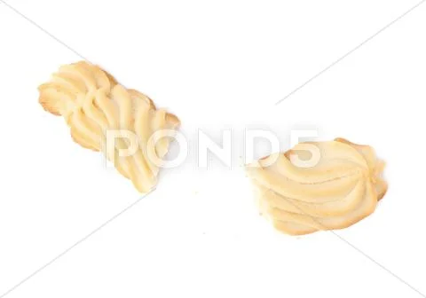 Broken into pieces cookie isolated over the white background Stock Photos