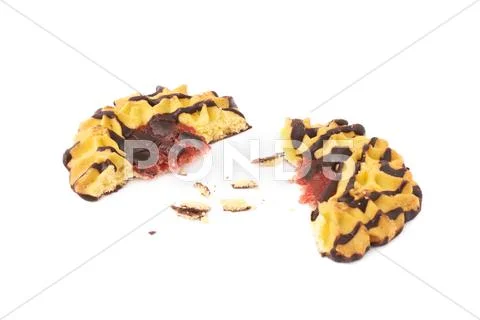 Broken into pieces cookie isolated over the white background Stock Photos