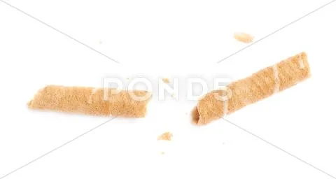 Broken into pieces wafel sticks isolated over the white background Stock Photos