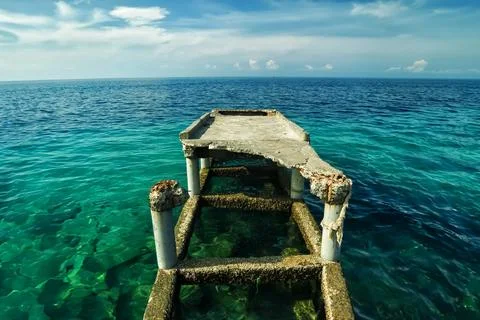 Broken pier of the harbor Foto stock