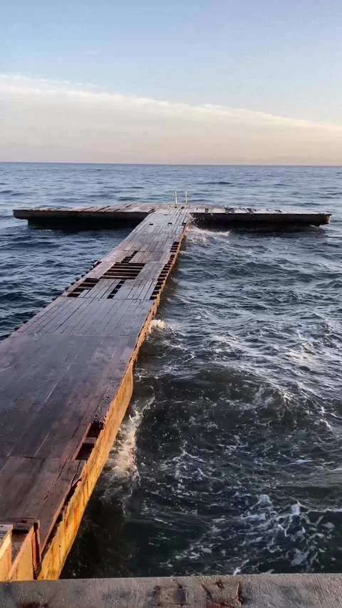 Broken Pier in a Windy Day (Vertical) Stock Footage 306555355