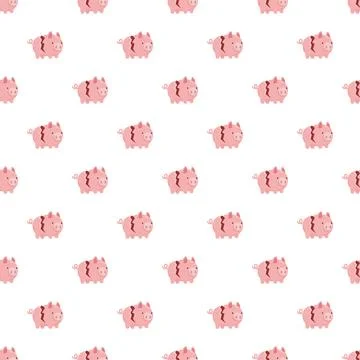 Broken piggy bank pattern symbolizing financial loss and debt Stock Illustration