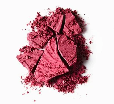 Broken Pink Blush on White Background Stock Photos