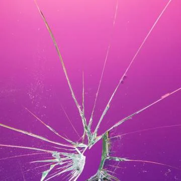 Broken pink glass window Stock Photos