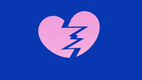 Broken Pink Heart. Animation 2D Stock Footage 305790419