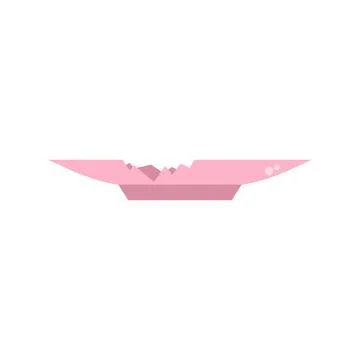 Broken pink plate kitchenware flat vector illustration Stock Illustration