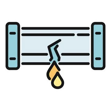 Broken pipe leaking water droplet plumbing problem Stock Illustration