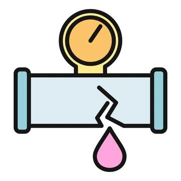 Broken pipe leaking water with pressure gauge Stock-Illustration