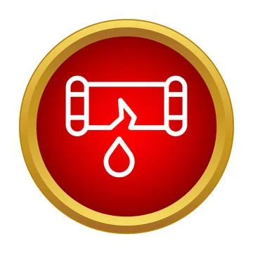 Broken pipe leaking water problem repair icon Stock Illustration