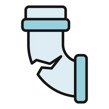 Broken pipe section showing crack and leakage problem Stock Illustration