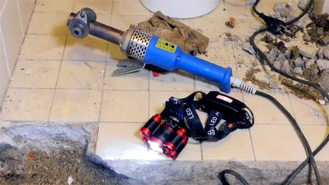 Broken Pipe, Water Pipeline, Pipe Repair, Metal and Polypropylene Pipe Stock-Footage 120741622
