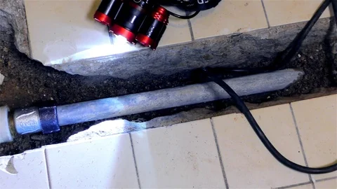 Broken Pipe, Water Pipeline, Pipe Repair, Metal and Polypropylene Pipe Stock Footage 120741878