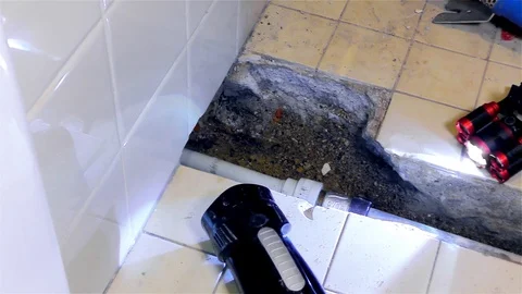 Broken Pipe, Water Pipeline, Pipe Repair, Metal and Polypropylene Pipe Stock Footage 120741889