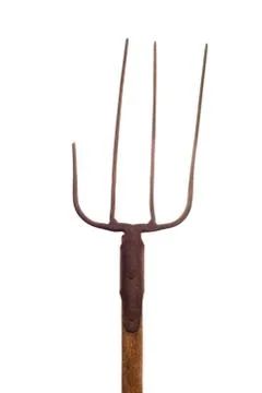 Broken pitchfork on white background Stock Photos