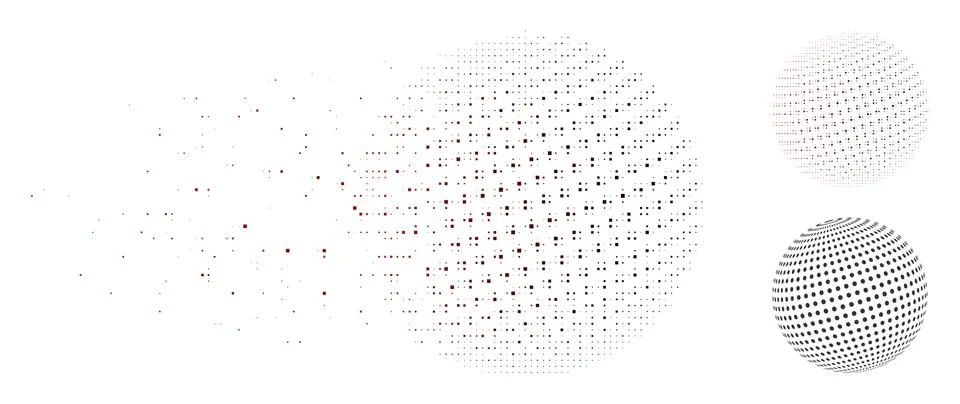 Broken Pixel Halftone Abstract Dot Sphere Icon Illustrazione stock