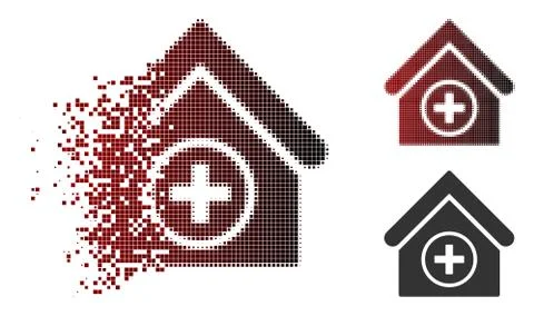 Broken Pixel Halftone Add Building Icon Ilustración de archivo