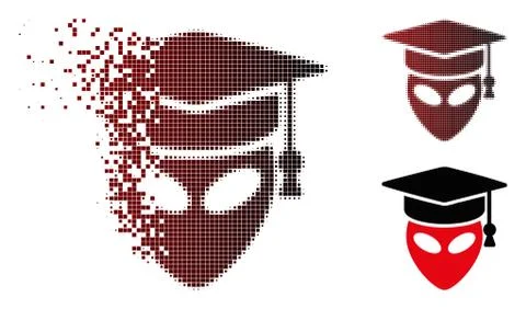 Broken Pixel Halftone Alien Scientist Icon Stock Illustration