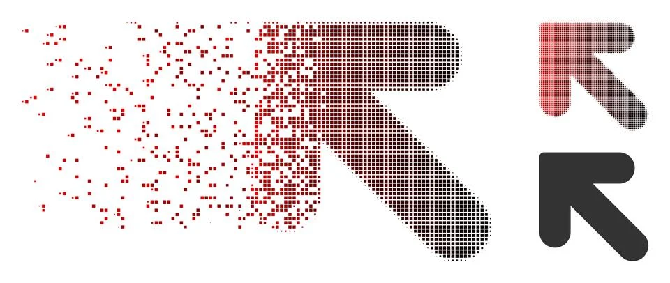 Broken Pixel Halftone Arrow Up Left Icon Stock Illustration