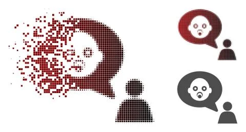 Broken Pixel Halftone Baby Thinking Person Icon Stock Illustration