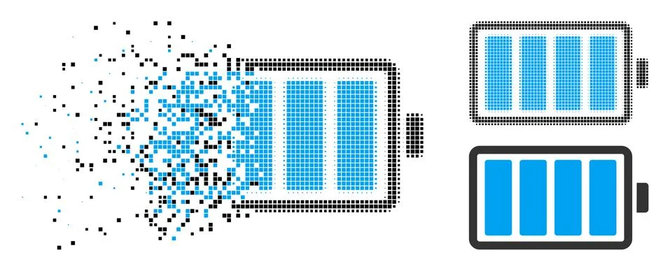 Broken Pixel Halftone Battery Icon Stock-Illustration