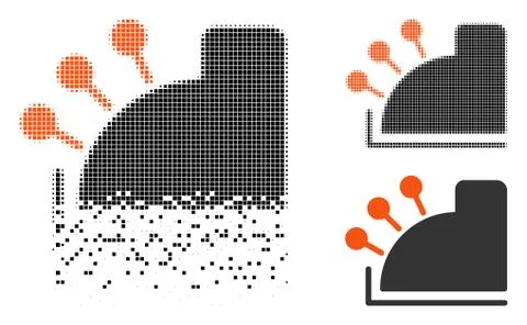 Broken Pixel Halftone Cash Machine Icon Stock Illustration