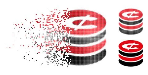 Broken Pixel Halftone Cent Coins Stack Icon Stock Illustration