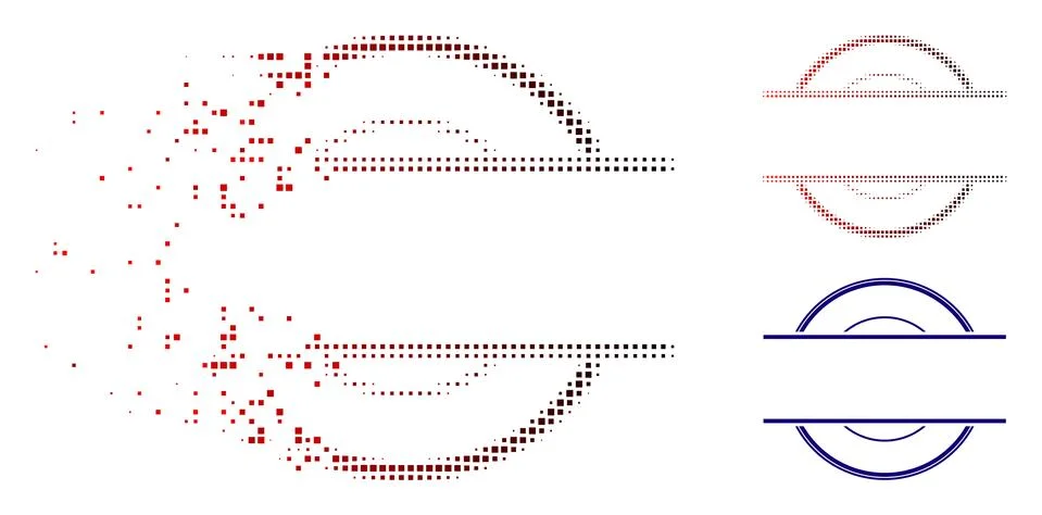 Broken Pixel Halftone Circle Stamp Frame Icon イラスト素材