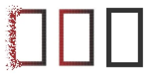 Broken Pixel Halftone Contour Rectangle Icon Stock Illustration