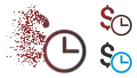 Broken Pixel Halftone Credit Icon Stock Illustration