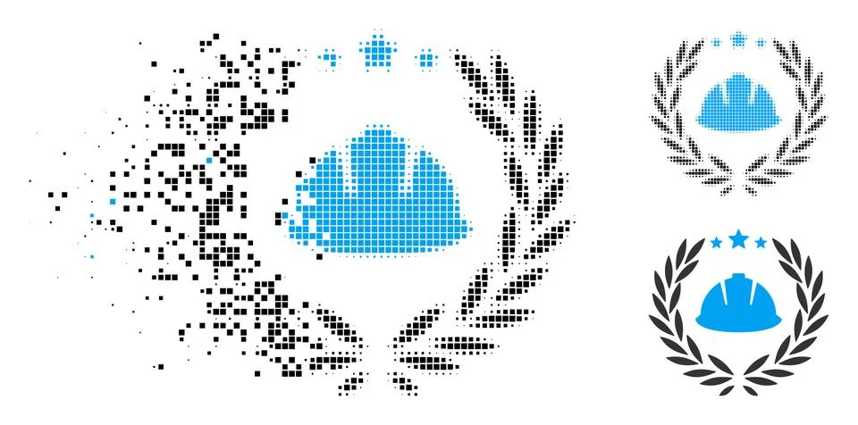 Broken Pixel Halftone Developer Laureal Wreath Icon 스톡 일러스트