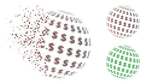Broken Pixel Halftone Dollar Abstract Sphere Icon イラスト素材