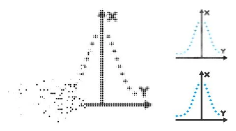 Broken Pixel Halftone Dotted Gauss Plot Icon Ilustración de archivo