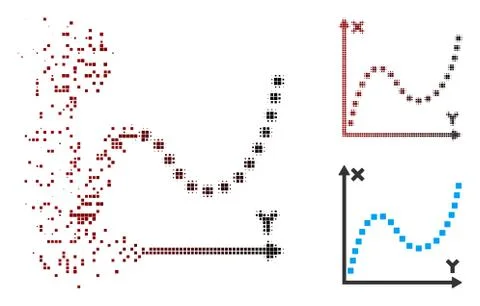 Broken Pixel Halftone Dotted Plot Icon Ilustración de archivo