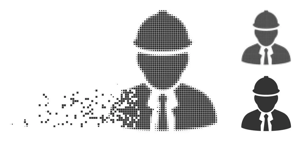 Broken Pixel Halftone Engineer Icon Stockillustratie