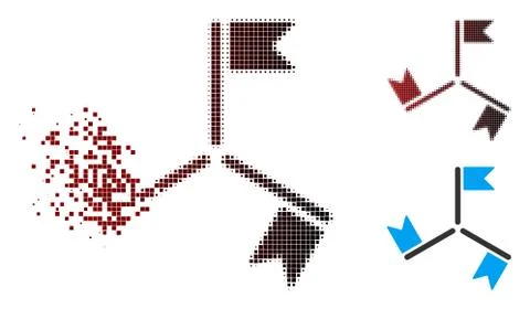 Broken Pixel Halftone Flags Icon Stock Illustration